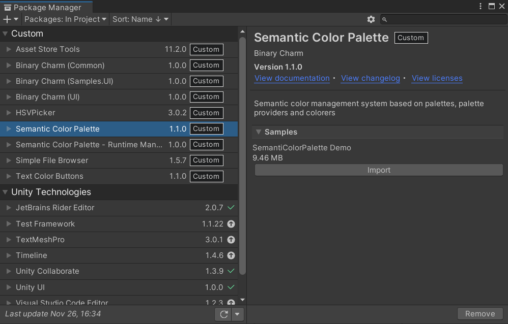 Importing the example project